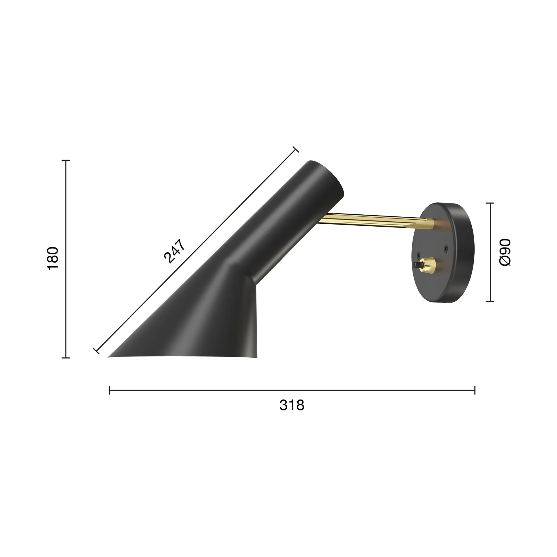 Louis Poulsen AJ vägglampa – fast installation, rostfritt stål
